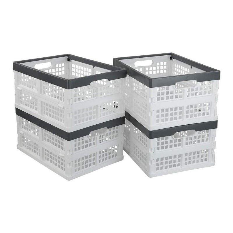 Teyyvn 4-Pack Collapsible Milk Crates, 15L Plastic Stackable Storage Bins Utility Folding Baskets - Image 1